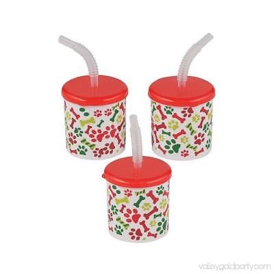 IN-13751266 Christmas Tails Cups with Straws Per Dozen 2PK